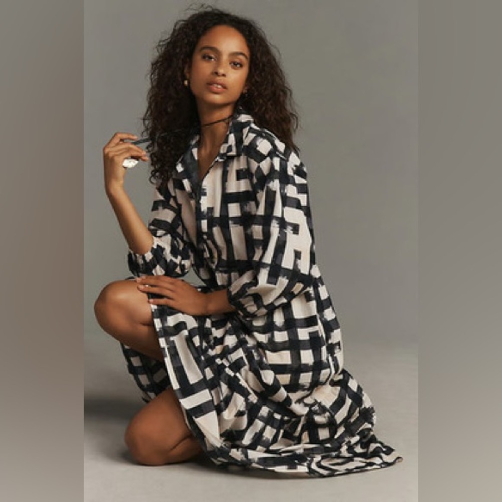 Anthropologie Maeve‎ Bettina Dress in Carbon Plaid, Worn Once - Picture 6 of 8
